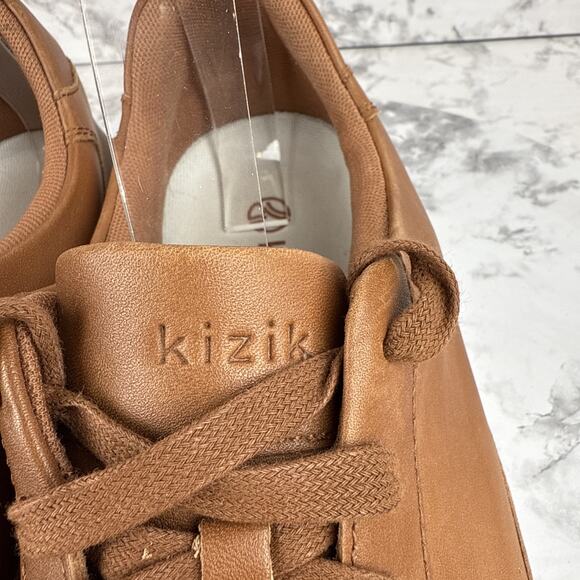 Kizik Mens Vegas Slip On Hands Free Sneakers Size 11 Chestnut Brown Leather - Picture 3 of 11